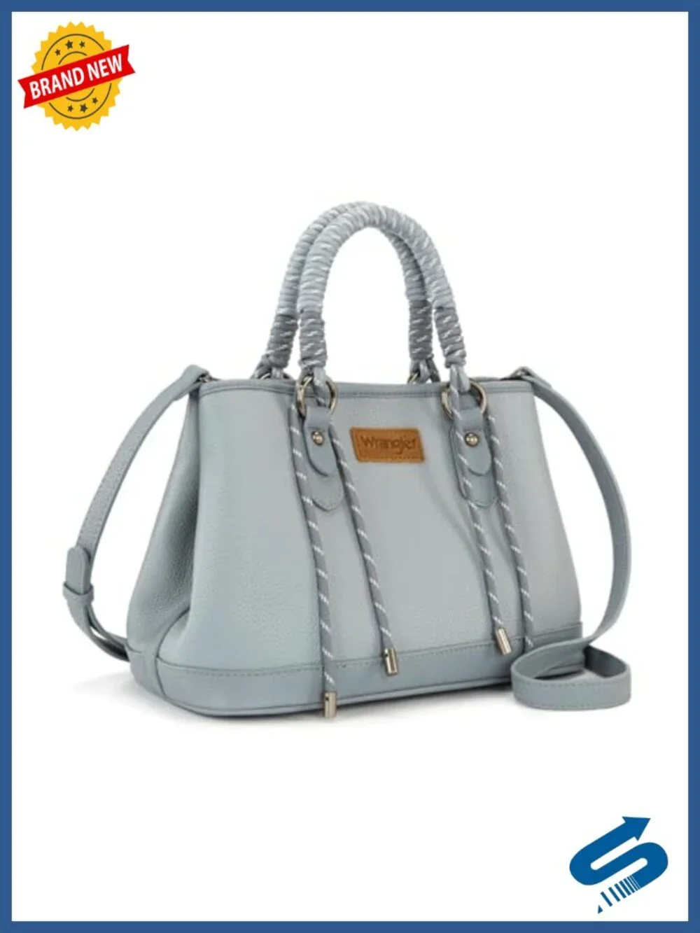 Wrangler Tote Bags for Women Medium Satchel Purse with Braided Rope Handle Faux